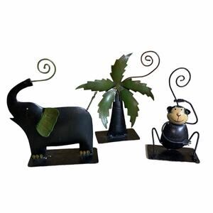 Pier 1 Imports Safari 3 Piece Elephant Palm Tree Monkey Photo Holders Jungle